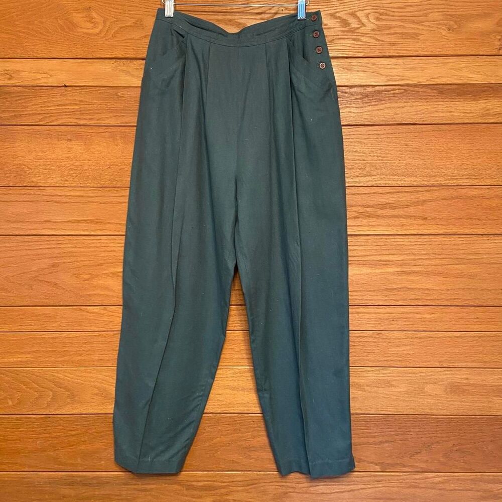 Vintage 80s Irka silk green button side trousers